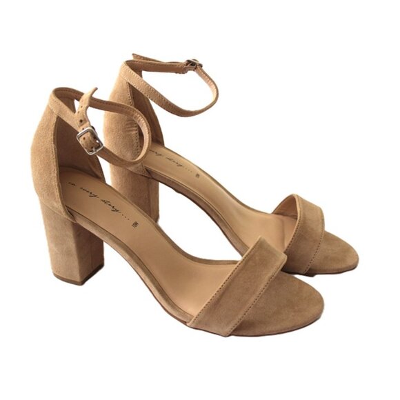 nwob ASOS In Every Story Genuine Suede Strappy Blocked Heel Sandals in Tan - 10W - Picture 1 of 10